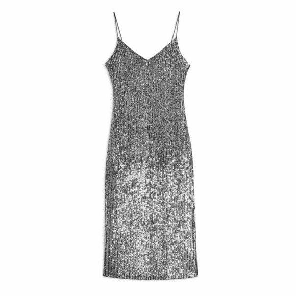 NWOT Topshop Sequin Midi Dress with Slit - Picture 3 of 5